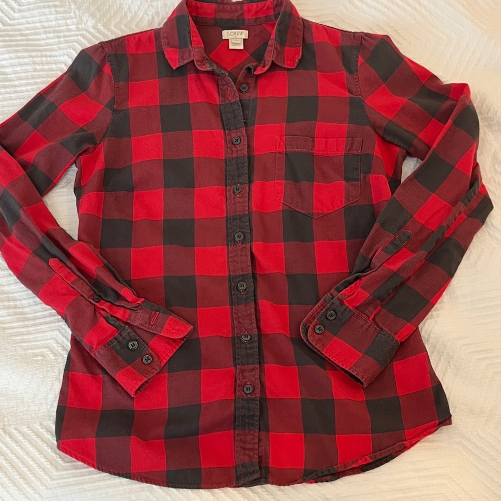 J.Crew Red and Gray Soft Flannel Shirt